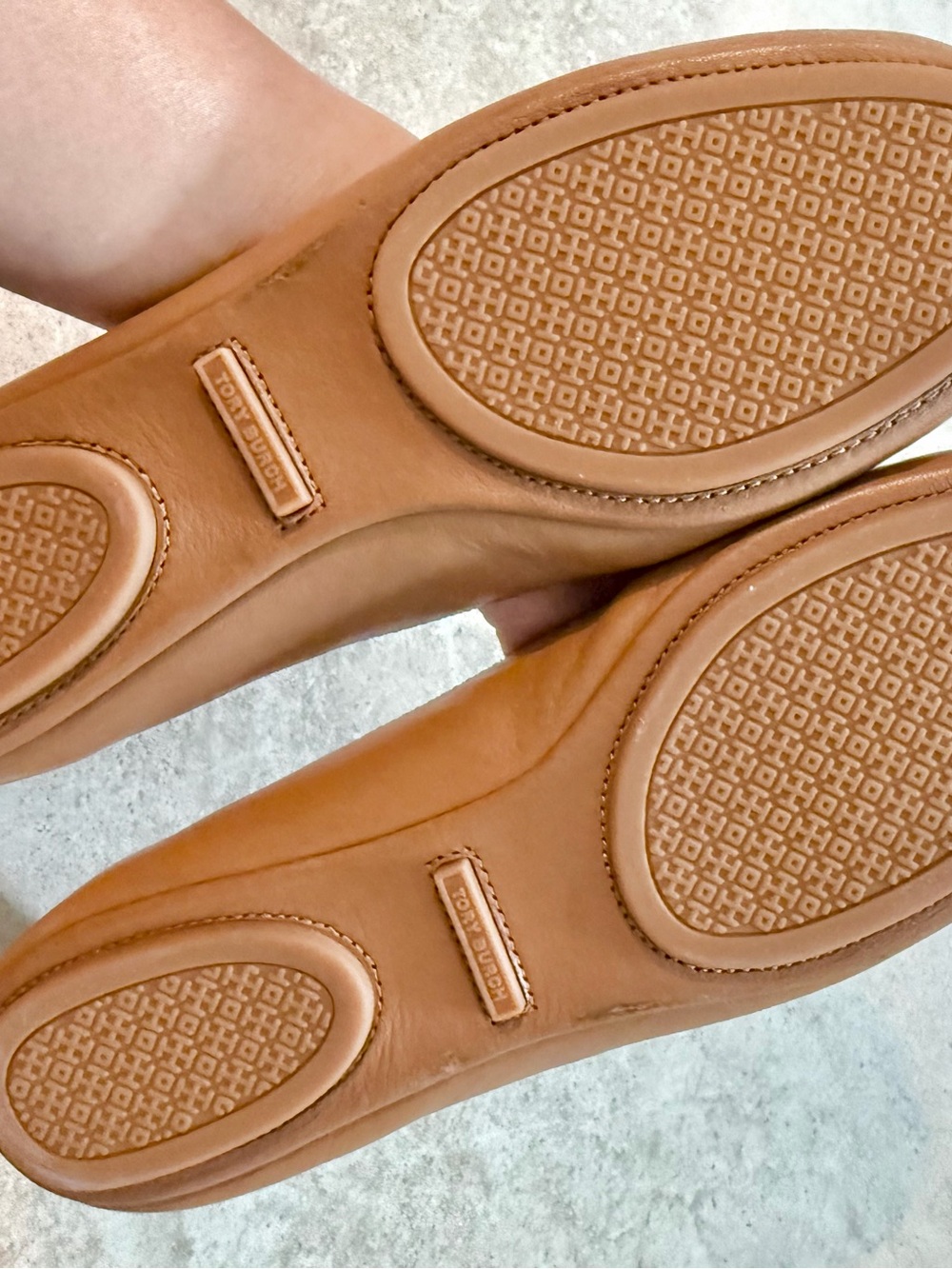 Tory Burch Minnie Travel Ballet Flats Royal Tan/Gold Size 7.5 - Picture 8 of 9